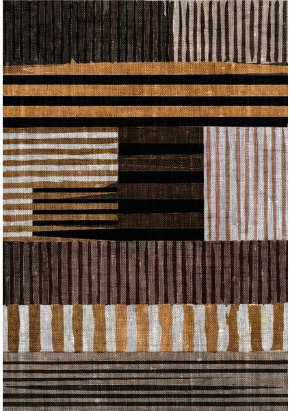 Modern Patchwork Karışık Renkli Dijital Baskı Halı Kaydırmaz Ince Yıkanabilir