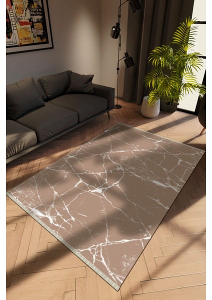 Modern Vizon Dijital Baskı Halı Kaydırmaz Ince Yıkanabilir