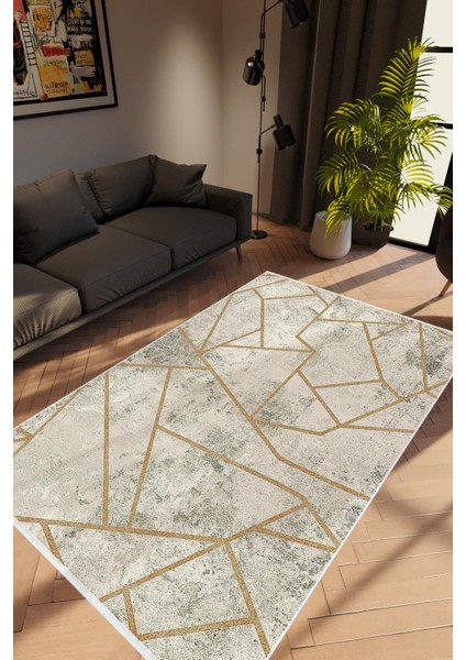 Salon Halısı Modern Geometrik Kahverengi Gri Kaydırmaz Kesme Yıkanabilir Ince Halı Tüysüz Kilim