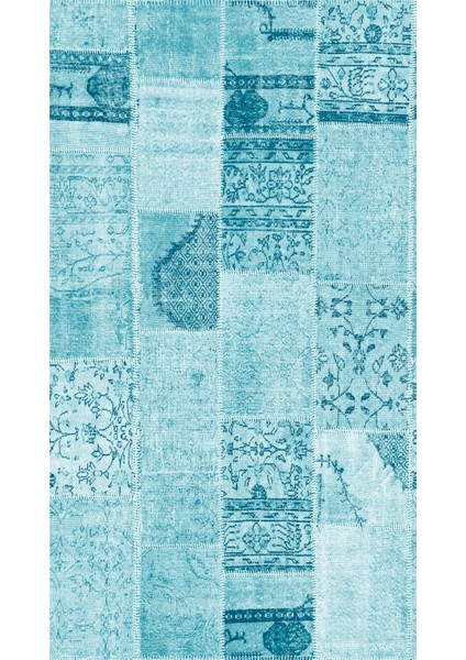 Modern Patchwork Turkuaz Dijital Baskı Halı Kaydırmaz Ince Yıkanabilir fiyatları