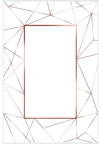 Modern Geometrik Bordo Beyaz Sarı Kaydırmaz Kesme Yıkanabilir Ince Halı