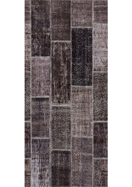 Modern Patchwork Kahverengi Dijital Baskı Halı Kaydırmaz Ince Yıkanabilir