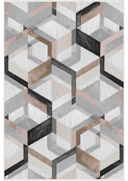 Modern Geometrik Kahverengi Gri Kaydırmaz Kesme Yıkanabilir Ince Halı fiyatları