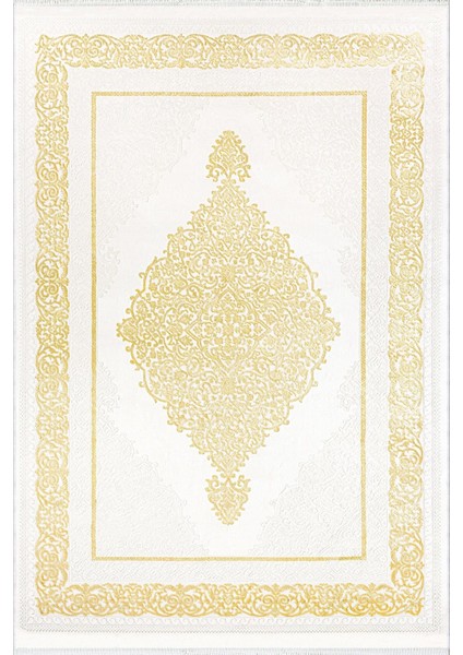 Klasik Gold Tema Altın Krem Sarı Kaydırmaz Kesme Yıkanabilir Ince Halı fiyatları