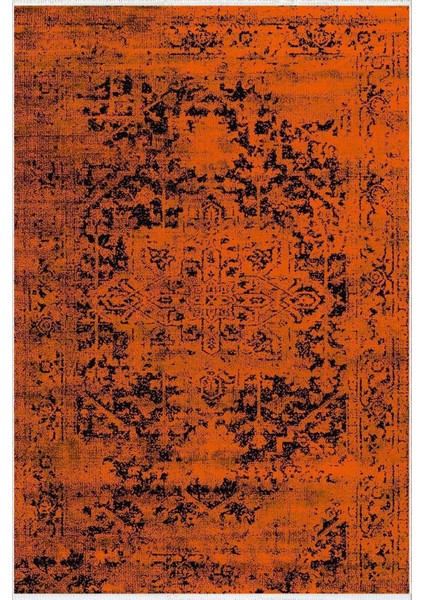 Klasik Eskitme Turuncu Kaydırmaz Kesme Yıkanabilir Ince Halı fiyatları