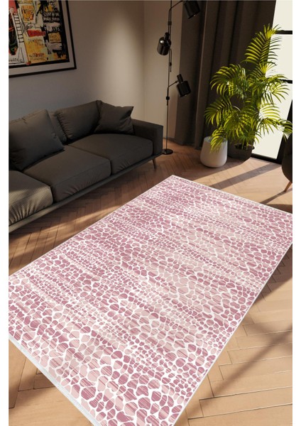 Doku Eskitme Pembe Kaydırmaz Kesme Yıkanabilir Ince Halı