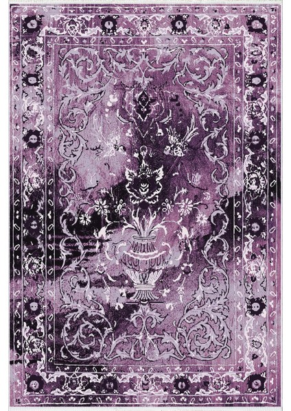 Klasik Mor Kaydırmaz Kesme Yıkanabilir Ince Halı fiyatları