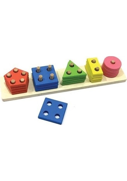 Wood Toys Ahşap Geometrik Şekiller 5'li Vidalama Bultak