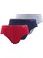 Erkek Slip Tender Cotton 3'lü Lacivert-Kırmızı-Gri 9672 1