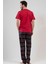 111396-0568 Erkek Kısa Kol Bordo Pijama Takımı 4
