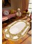 Salon Halısı Klasik Modern Altın Ekru Kaydırmaz Kesme Yıkanabilir Ince Halı Tüysüz Kilim 1