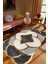 Salon Halısı Klasik Modern Altın Siyah Ekru Metalik Kaydırmaz Yıkanabilir Ince Halı Tüysüz Kilim 1