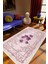 Salon Halısı Figürlü Çiçekli Mor Gri Kaydırmaz Kesme Yıkanabilir Ince Halı Tüysüz Kilim 1