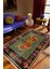 Salon Halısı Eskitme Retro Yeşil Kaydırmaz Kesme Yıkanabilir Ince Halı Tüysüz Kilim 1