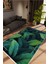 Salon Halısı Figürlü Çiçekli Yaprak Desen Yeşil Kaydırmaz Kesme Yıkanabilir Ince Halı Tüysüz Kilim 1