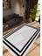 Salon Halısı Modern Çizgili Gri Siyah Kaydırmaz Kesme Yıkanabilir Ince Halı Tüysüz Kilim 1
