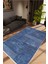 Modern Eskitme Lacivert Indigo Kaydırmaz Kesme Yıkanabilir Ince Halı 1