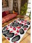 Salon Halısı Figürlü Modern Kırmızı Siyah Beyaz Kaydırmaz Kesme Yıkanabilir Ince Halı Tüysüz Kilim 1
