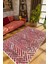 Salon Halısı Zig Zag Eskitme Bordo Kırmızı Beyaz Kaydırmaz Kesme Yıkanabilir Ince Halı Tüysüz Kilim 1