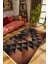 Modern Geometrik Metalik Kahve Siyah Kaydırmaz Kesme Yıkanabilir Ince Halı 1