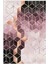 Modern Geometrik Mor Gülkkurusu Siyah Kaydırmaz Kesme Yıkanabilir Ince Halı 2