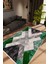 Modern Geometrik Gümüş Yeşil Siyah Kaydırmaz Kesme Yıkanabilir Ince Halı 1