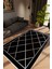 Modern Geometrik Siyah Gri Kaydırmaz Kesme Yıkanabilir Ince Halı 1