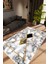 Modern Geometrik Gold Gri Altın Siyah Kaydırmaz Kesme Yıkanabilir Ince Halı 1