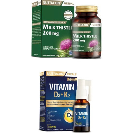 Nutraxin Milk Thistle 60 Tablet + Vitamin D3 K2 30 ml Fiyatı