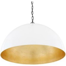 Mylights Beyaz Içi Altın Zincirli Vintage Rustık Metal Sarkıt 40 cm