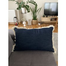 Stelo de Maro Denim Püskül Detaylı Dikdörtgen Kırlent Kılıfı 30X50 cm - 1 Adet Kılıf