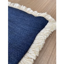 Stelo de Maro Denim Püskül Detaylı Dikdörtgen Kırlent Kılıfı 30X50 cm - 1 Adet Kılıf