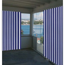Ceylan Home Balkon Perdesi Mavi Kalın Çizgili 275 x 250 cm