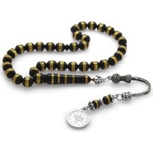 Kararmaz Metal Püsküllü Pirinç Sarmal Silindir Kesim Fırınlanmış Kuka Tesbih