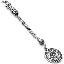 Süleyman Mührü Tasarım Kalın Zincirli 925 Ayar Gümüş Püskül