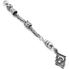 Bayrak Tasarım Kalın Zincirli 925 Ayar Gümüş Püskül