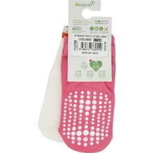 Bibaby Biorganic Paw 2'li Kaymaz Çorap 68393 Fuşya Ekru