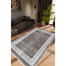 Doku Eskitme Siyah Gri Kaydırmaz Kesme Yıkanabilir Ince Halı