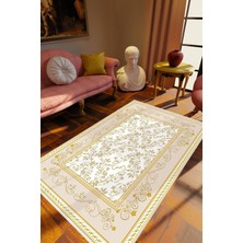 10 Post Online Figürlü Çiçekli Gold Kilim Desenli Altın Beyaz Mor Bej Kaydırmaz Kesme Yıkanabilir Ince Halı