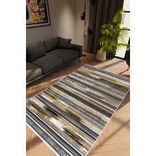 Salon Halısı Modern Retro Gri Kaydırmaz Kesme Yıkanabilir Ince Halı Tüysüz Kilim