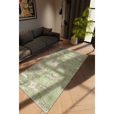 Modern Yeşil Dijital Baskı Halı Kaydırmaz Ince Yıkanabilir
