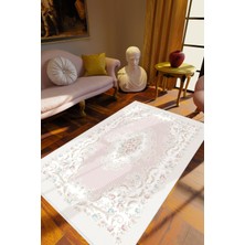 Salon Halısı Figürlü Çiçekli Mor Gri Kaydırmaz Kesme Yıkanabilir Ince Halı Tüysüz Kilim