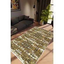 10 Post Online Salon Halısı Modern Eskitme Yeşil Kahverengi Ekru Kaydırmaz Kesme Yıkanabilir Ince Halı Tüysüz Kilim