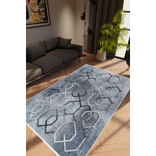 10 Post Online Salon Halısı Modern Geometrik Gümüş Gri Krem Kaydırmaz Kesme Yıkanabilir Ince Halı Tüysüz Kilim