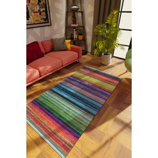 Modern Eskitme Karışık Renkli Dijital Baskı Halı Kaydırmaz Ince Yıkanabilir