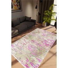 Salon Halısı Doku Eskitme Kahverengi Gri Mor Kaydırmaz Kesme Yıkanabilir Ince Halı Tüysüz Kilim