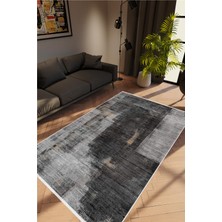 10 Post Online Salon Halısı Doku Eskitme Siyah Gri Kaydırmaz Kesme Yıkanabilir Ince Halı Tüysüz Kilim