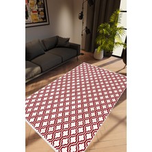 10 Post Online Salon Halısı Modern Geometrik Bordo Kahverengi Beyaz Kaydırmaz Yıkanabilir Ince Halı Tüysüz Kilim