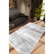 Salon Halısı Modern Eskitme Gri Kaydırmaz Kesme Yıkanabilir Ince Halı Tüysüz Kilim