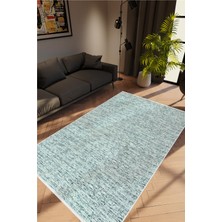 10 Post Online Salon Halısı Modern Eskitme Mavi Kaydırmaz Kesme Yıkanabilir Ince Halı Tüysüz Kilim